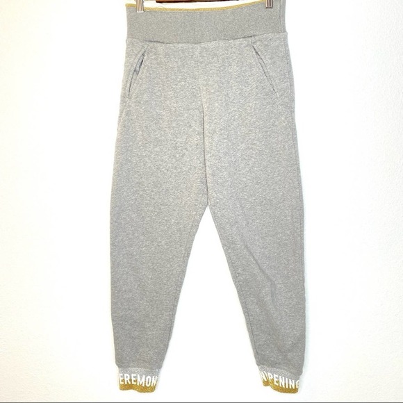 Opening Ceremony Gold & Silver Logo Glitter Trim Gray Joggers - Picture 5 of 8